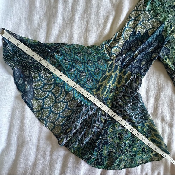 MSK Dress Womens L/XL Boho Tunic 70s Inspired Flowy Retro Bell Sleeve Stretch - Picture 7 of 11